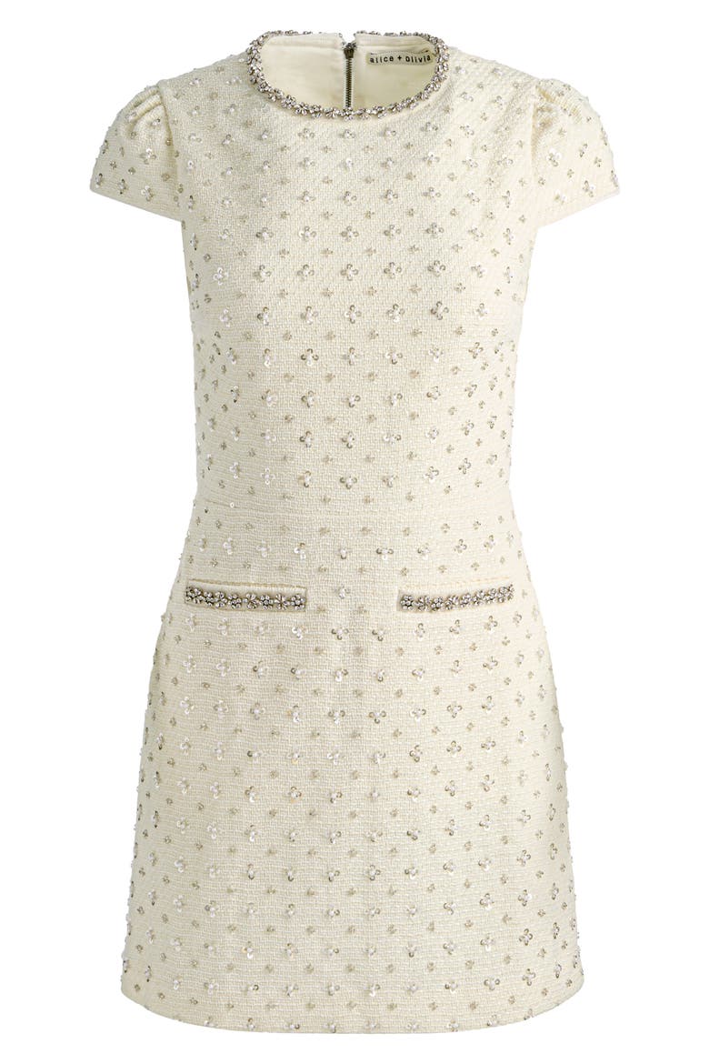 Cade Embellished Cap Sleeve Minidress, Alternate, color, VANILLA