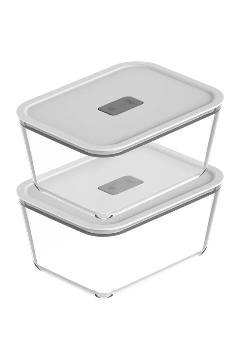 Stackable Airtight Glass Food Storage Container Set with Microwave Valve and Leak Proof Lid, 4 Piece, Main, color, Clear with White Lid