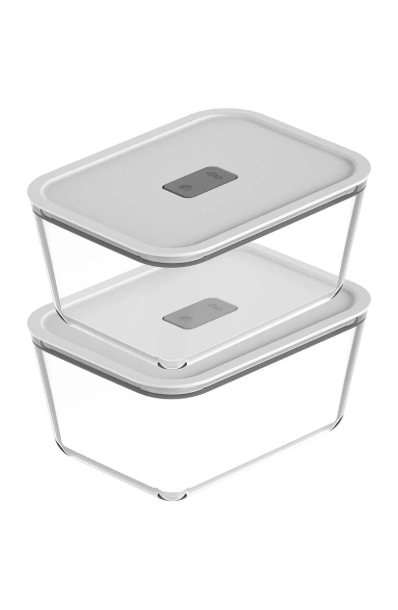OU Stackable Airtight Glass Food Storage Container Set with Microwave Valve and Leak Proof Lid, 4 Piece, Main, color, 