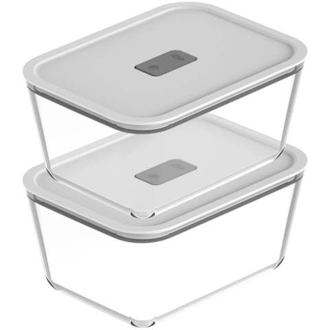 Stackable Airtight Glass Food Storage Container Set with Microwave Valve and Leak Proof Lid, 4 Piece