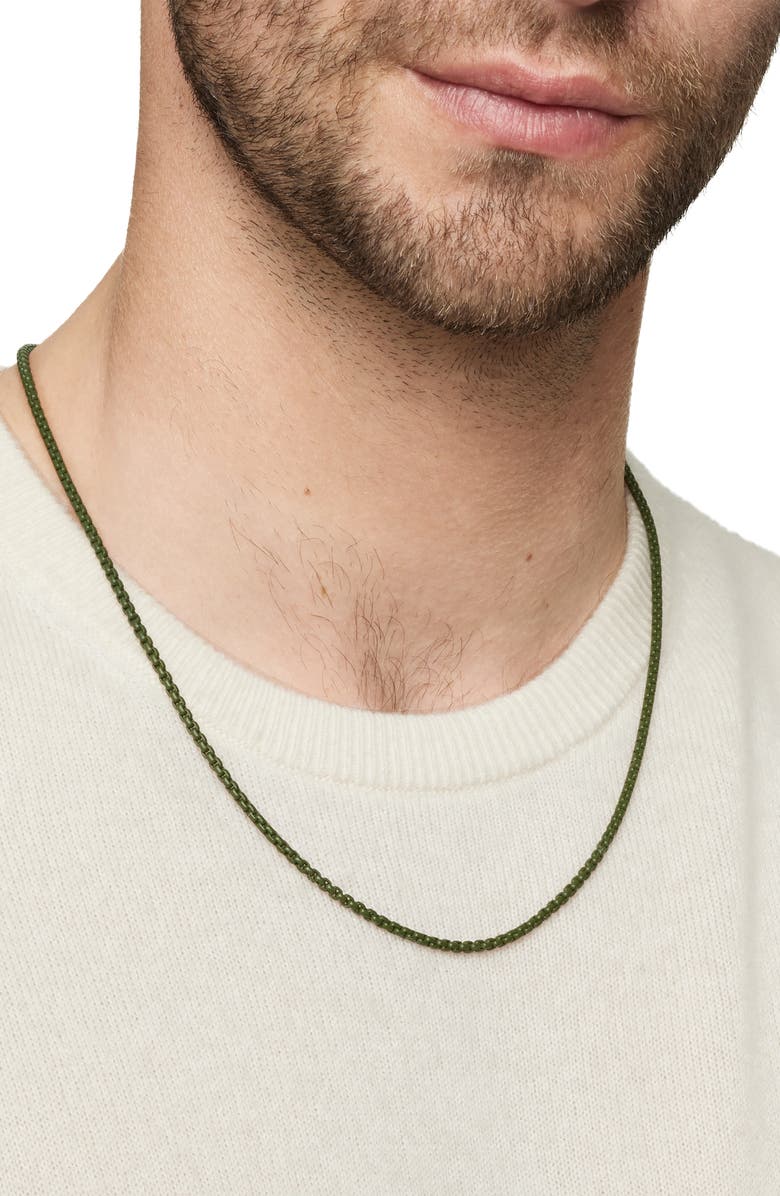 David Yurman Men's Box Chain Necklace in Sterling Silver with Green Stainless Steel, 2.7mm, Alternate, color, Green/ Silver/ Stainless Steel
