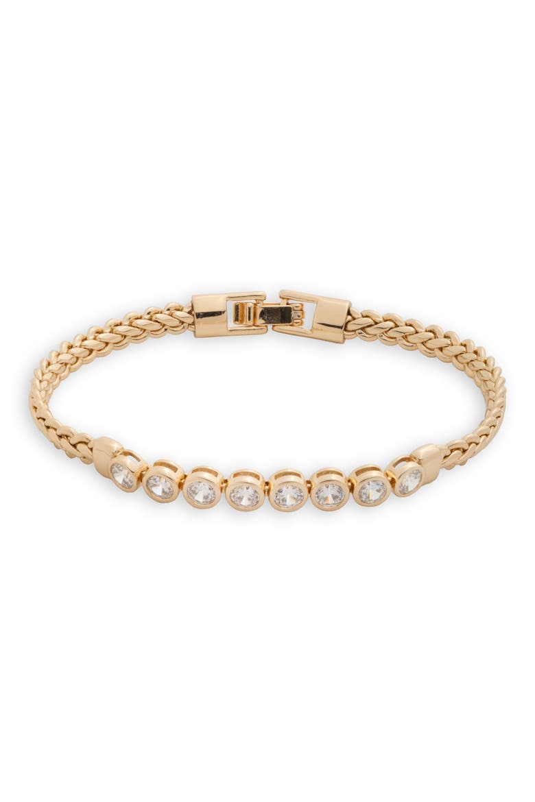 Herringbone Cubic Zirconia Flex Bracelet, Main, color, CRY