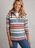 Weird Fish Lana 1/4 Zip Stripe Microfleece Hoodie
