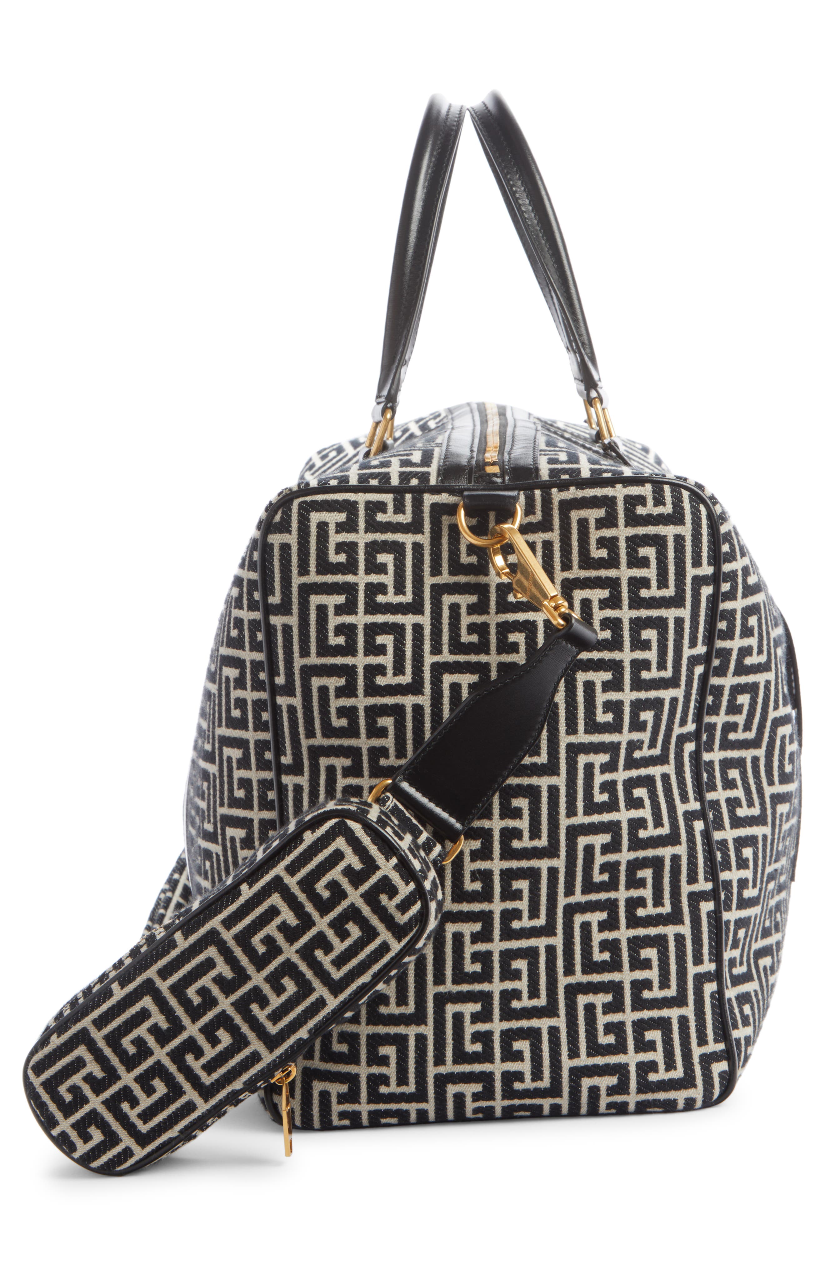 Balmain Monogram Jacquard Tennis Bag, Alternate, color, 