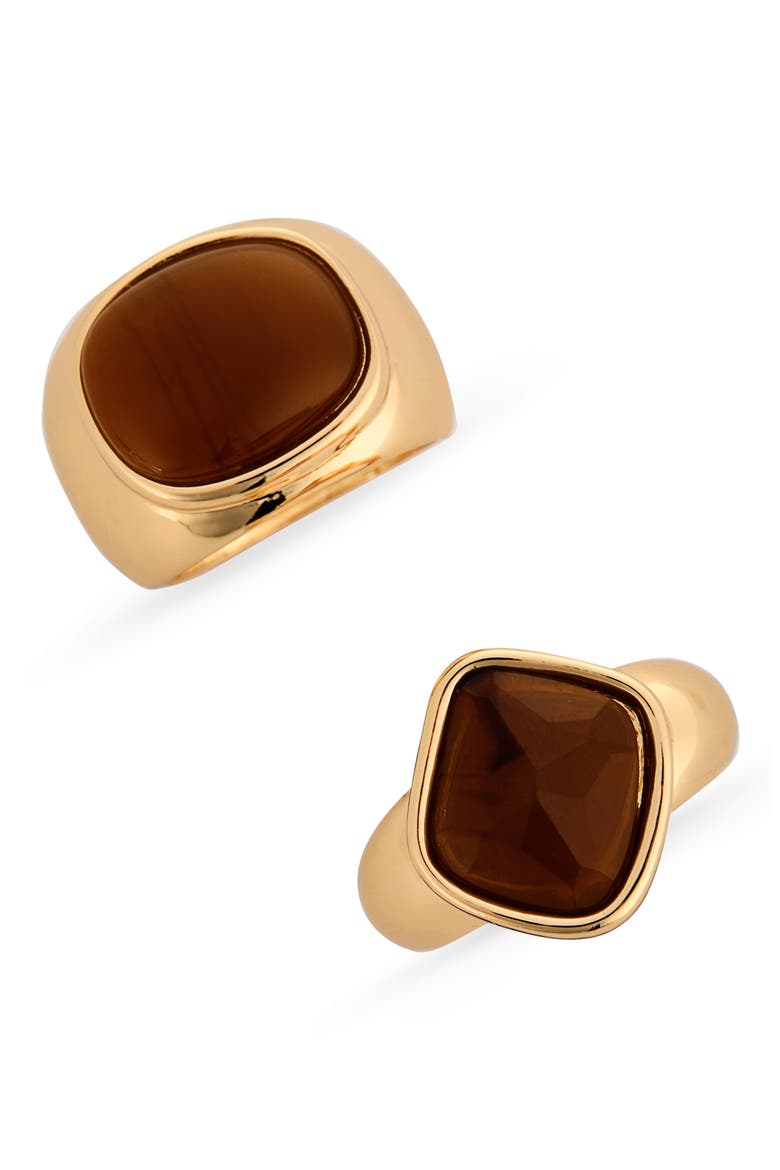 Set of 2 Signet Rings, Main, color, TORTOISE- GOLD