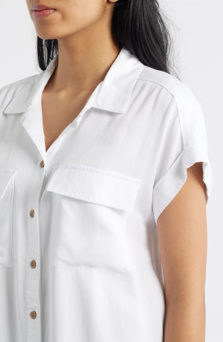 beachlunchlounge Kia Short Sleeve Button-Up Shirt, Alternate, color, White