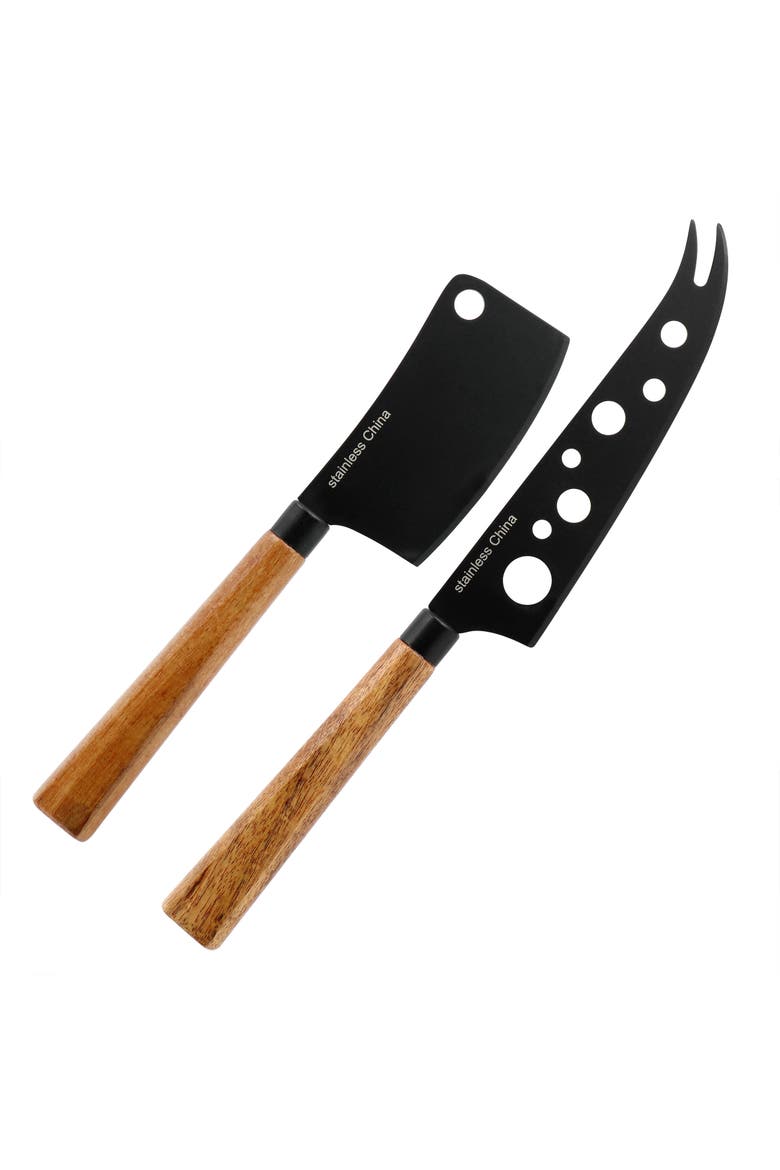 3 Piece Acacia Wood Charcuterie Board and Knife Set, Alternate, color, Brown