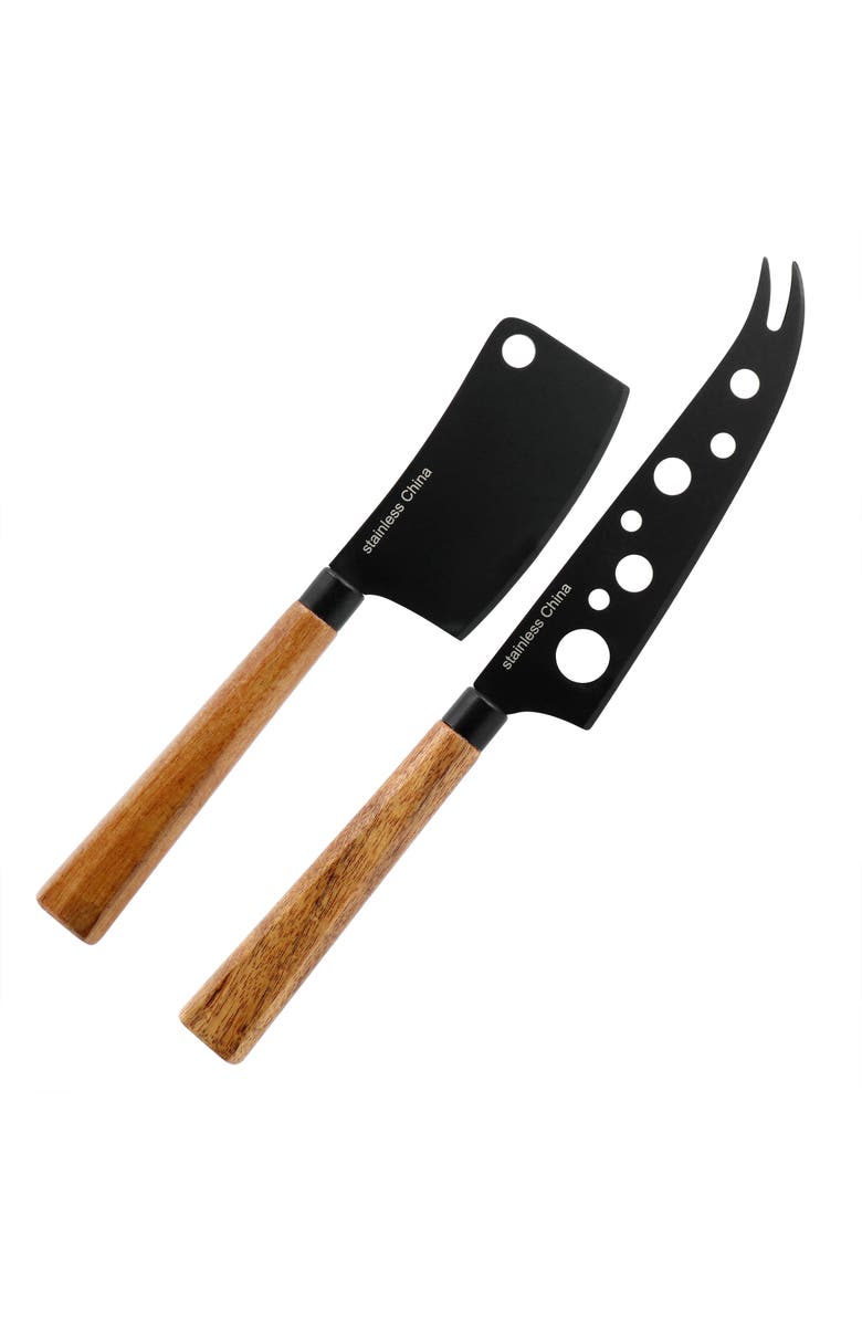 Gibson Elite 3 Piece Acacia Wood Charcuterie Serving Board and Cheese Knife Set, Alternate, color, Brown