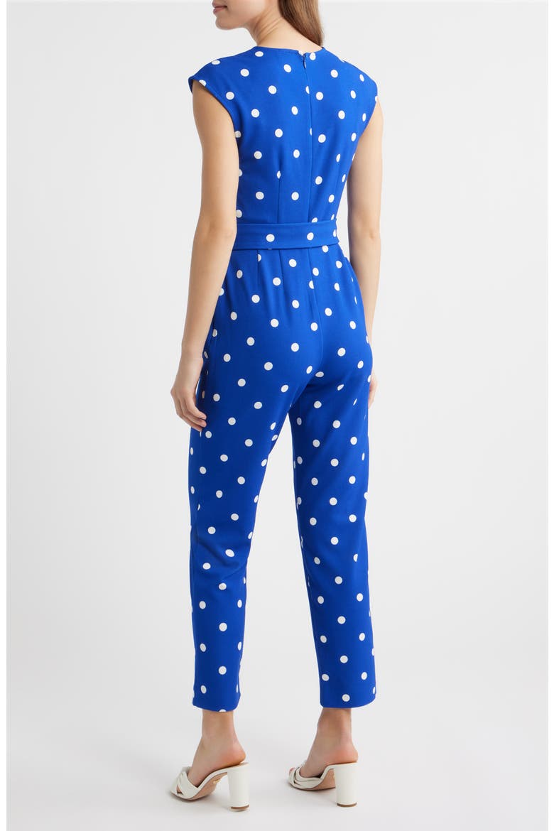 Polka Dot Straight Leg Jumpsuit, Alternate, color, SANTORINI BLUE / CRISP WHITE