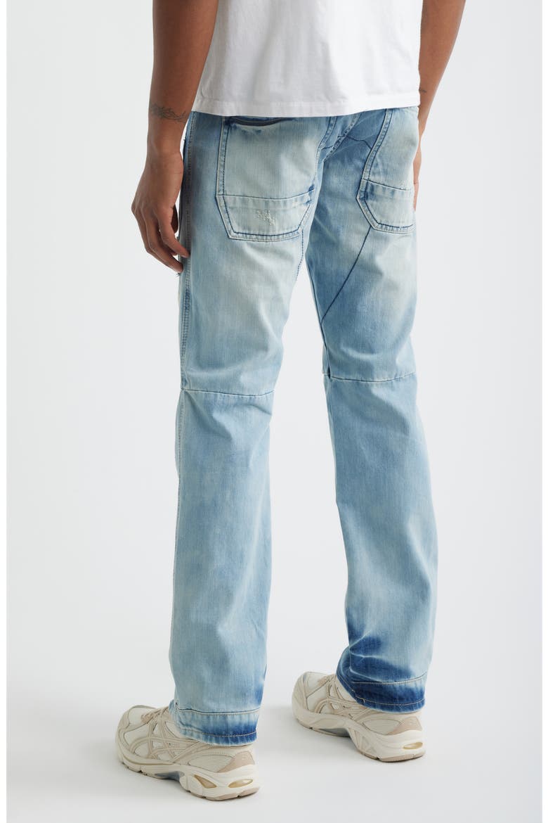 Five Pocket Distressed Slim Straight Leg Jeans, Alternate, color, HEAVLY