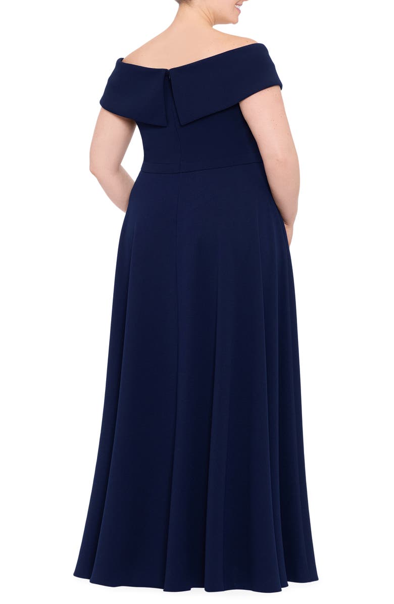 Xscape Evenings Off the Shoulder Scuba Crepe Gown, Alternate, color, 