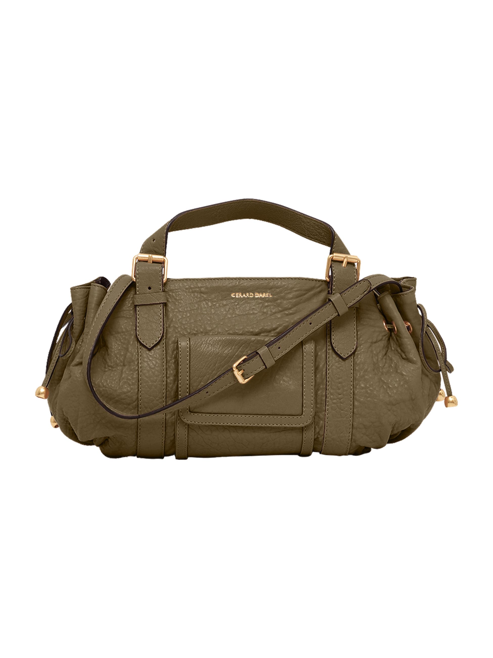 GERARD DAREL 18H Leather Shoulder Bag, Main, color, Khaki