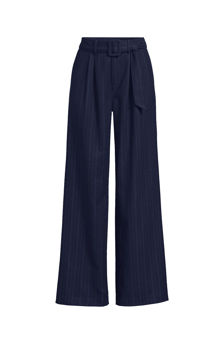 Lands' End Brushed Flannel Mid Rise Wide Leg Trousers, Alternate, color, 