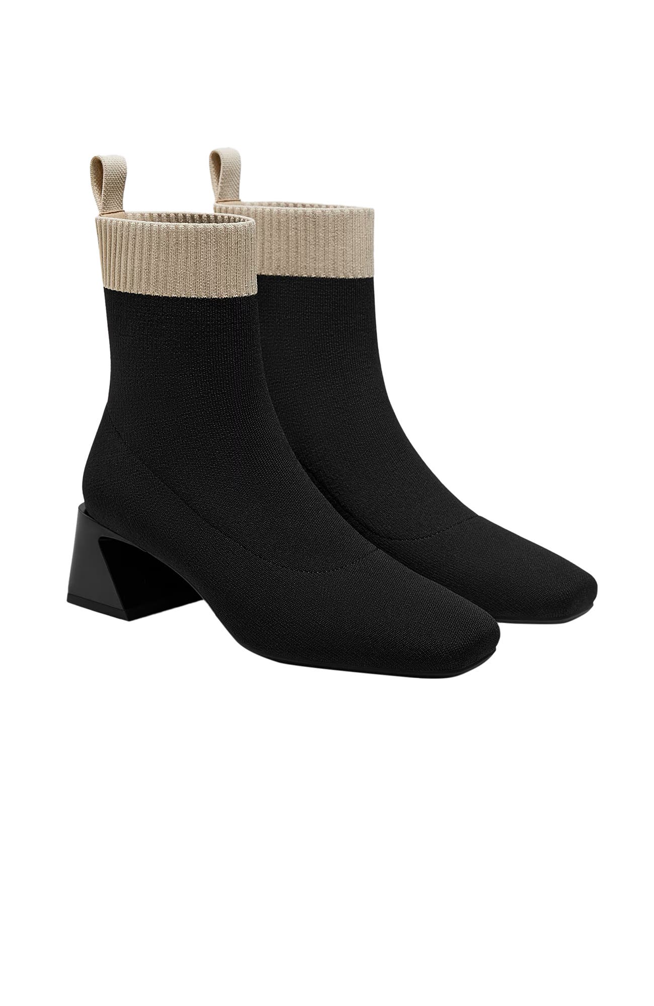 Regina Pro Square-Toe Water-Repellent Heeled Boots, Main, color, Black Cream
