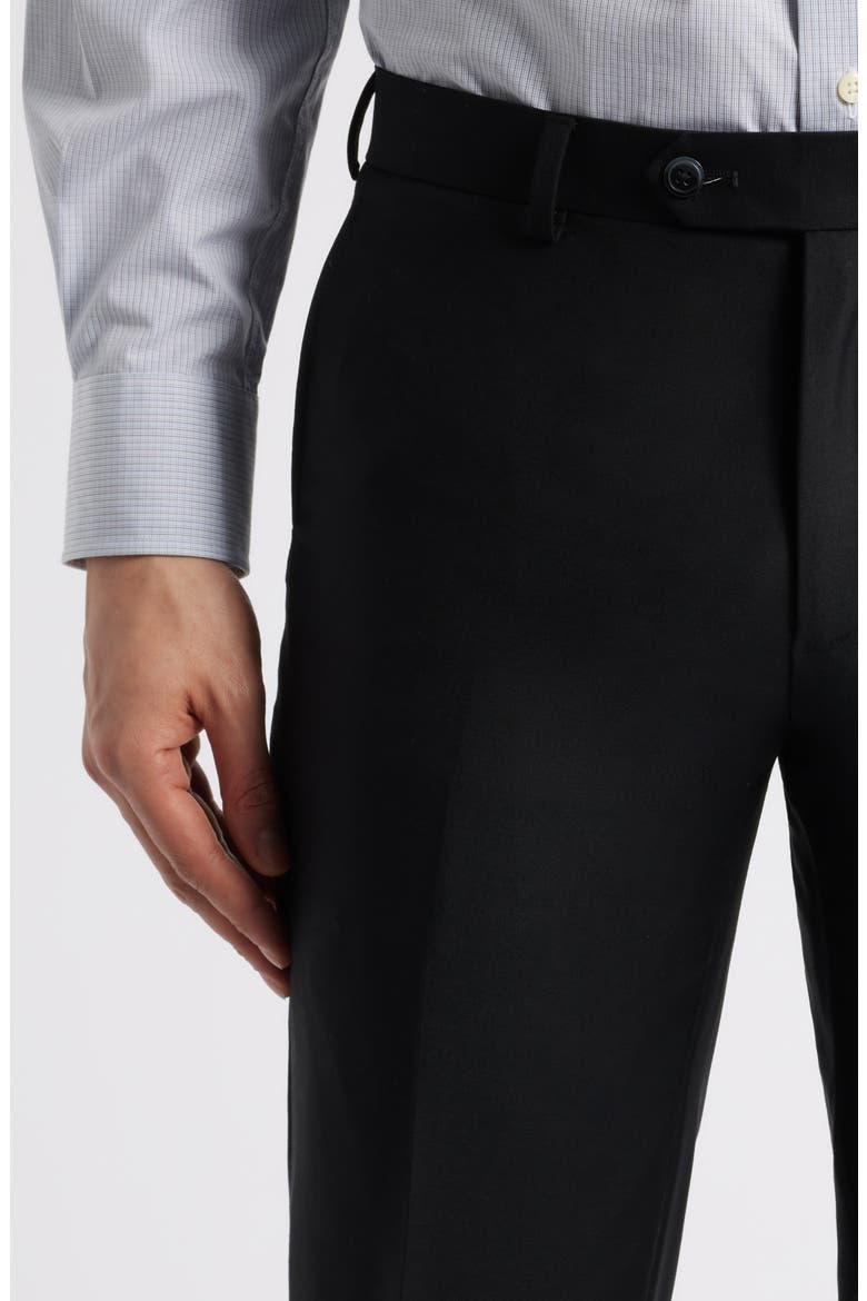 Slim Fit Flat Front Black Wool Dress Pants, Alternate, color, BLACK