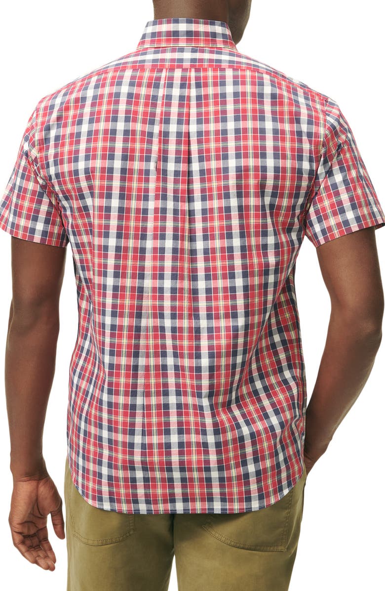Brooks Brothers Friday Plaid Short Sleeve Cotton Poplin Button-Down Shirt, Alternate, color, 