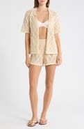Elan Openwork Knit Cover-Up Shorts