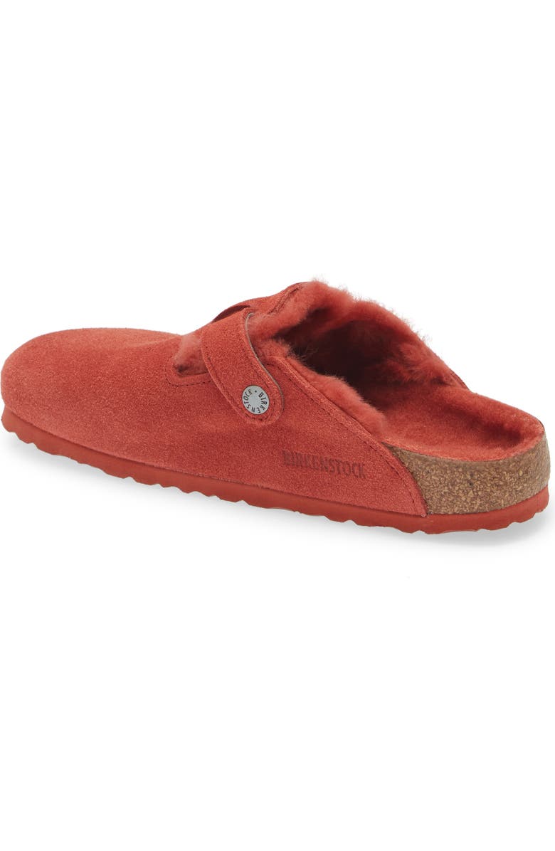 Birkenstock Boston Genuine Shearling Lined Clog, Alternate, color, Sienna Red/ Sienna Red