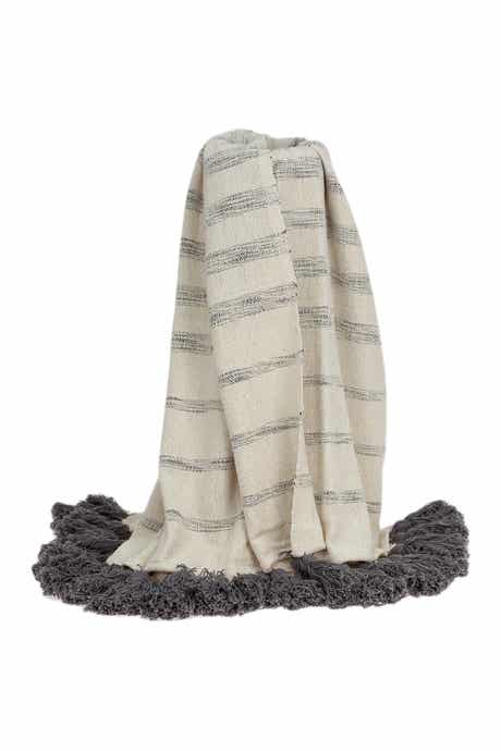 PARKLAND COLLECTION Seema Transitional Multicolored Handloomed 52" x 67" Cotton Throw Blanket