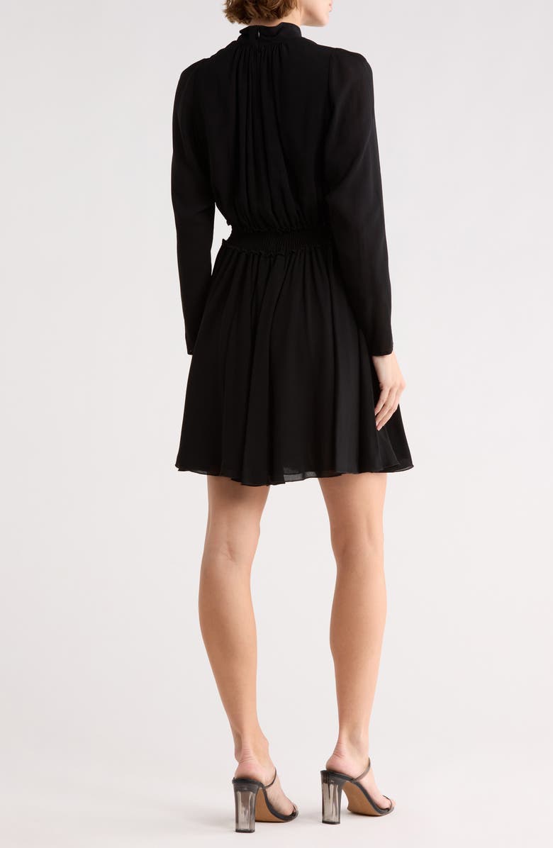 Longchamp Long Sleeve Minidress, Alternate, color, Black