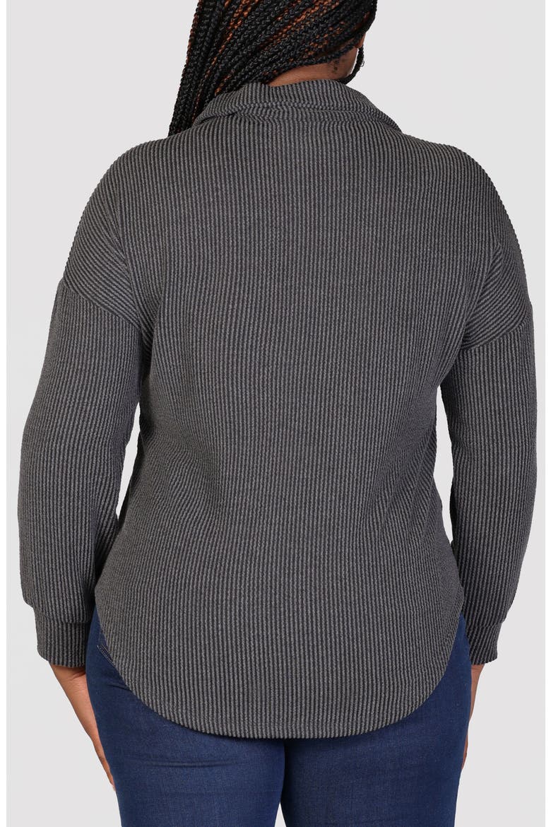 Textured Stripe Knit Button-Up Shirt, Alternate, color, BLACK