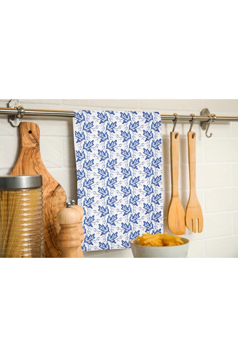 Blue Leaves & Acorn Dishtowel, Alternate, color, Blue