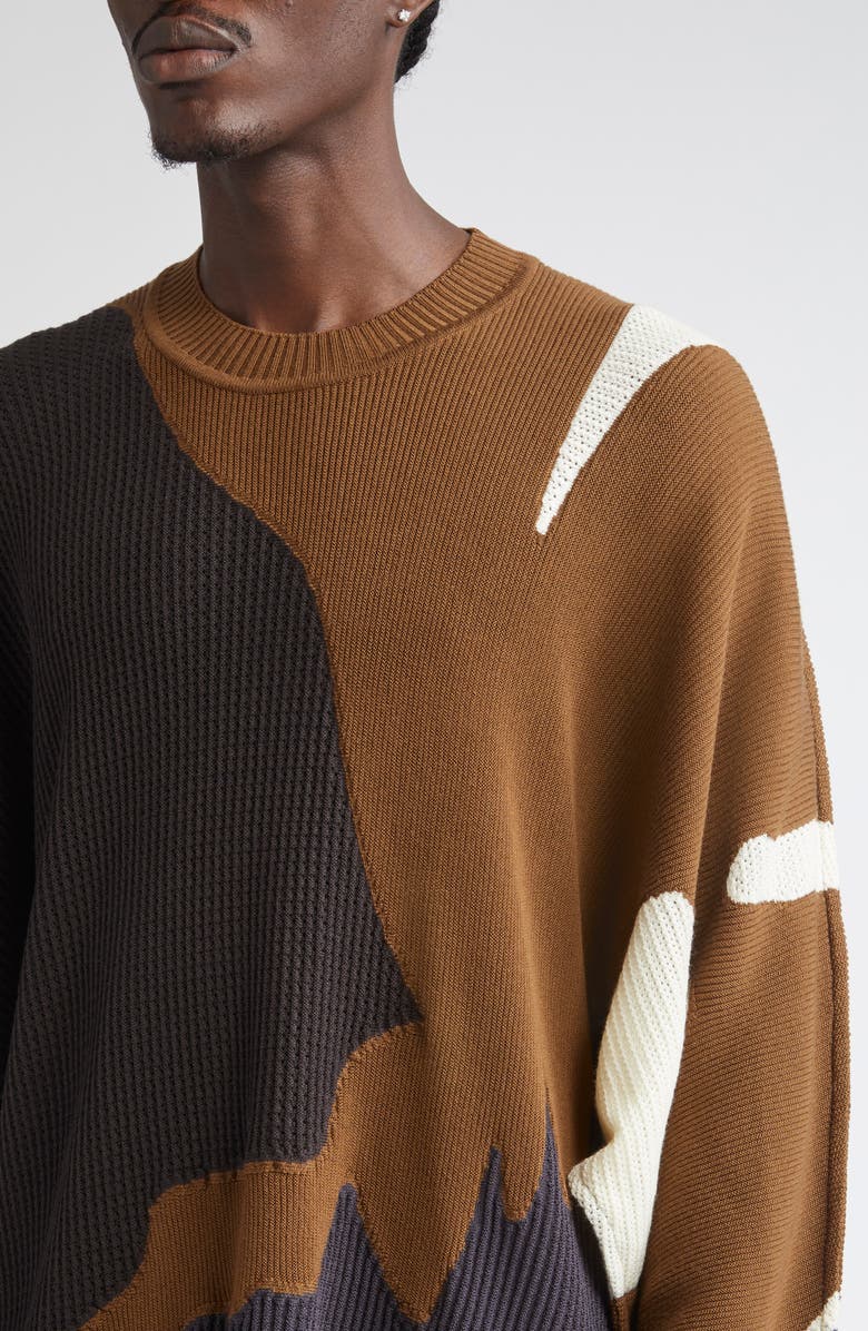 Homme Plissé Issey Miyake Agate Wool Sweater, Alternate, color, Brown