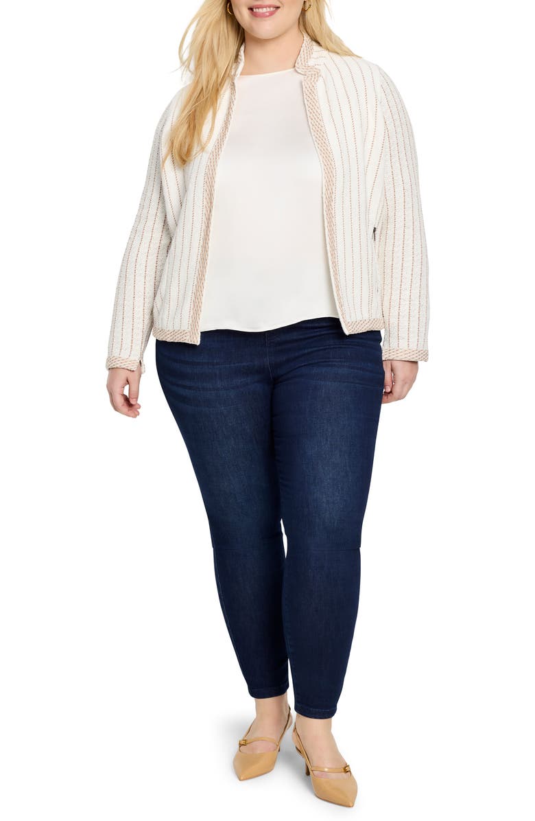 NIC+ZOE Notch Collar Stripe Knit Jacket, Alternate, color, Neutral Multi