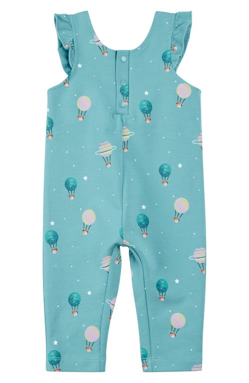 Miles The Label Babies'  Hot-air Balloon Print Organic Cotton French Terry Sleeveless Romper In Turquoise