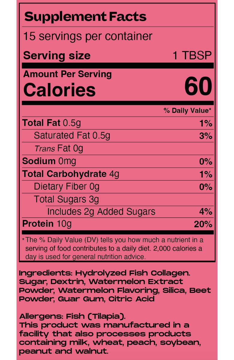 CRUSHED TONIC Watermelon Juice Marine Collagen Supplement, Alternate, color, Pink