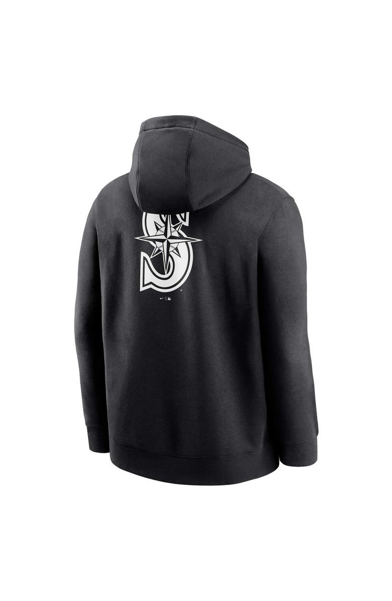 Nike Men's Nike Seattle Mariners Black & White Fashion Club Fleece Pullover Hoodie, Alternate, color,