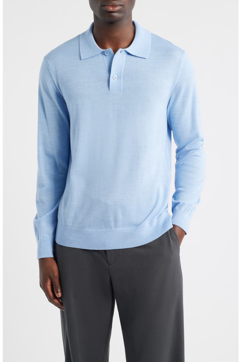 Serge 6584 Long Sleeve Wool Blend Polo Sweater, Main, color, CERULEAN