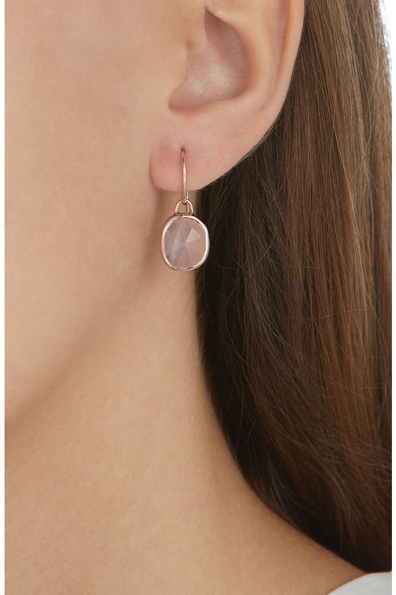 Siren Semiprecious Stone Drop Earrings, Alternate, color, ROSE GOLD/ ROSE QUARTZ
