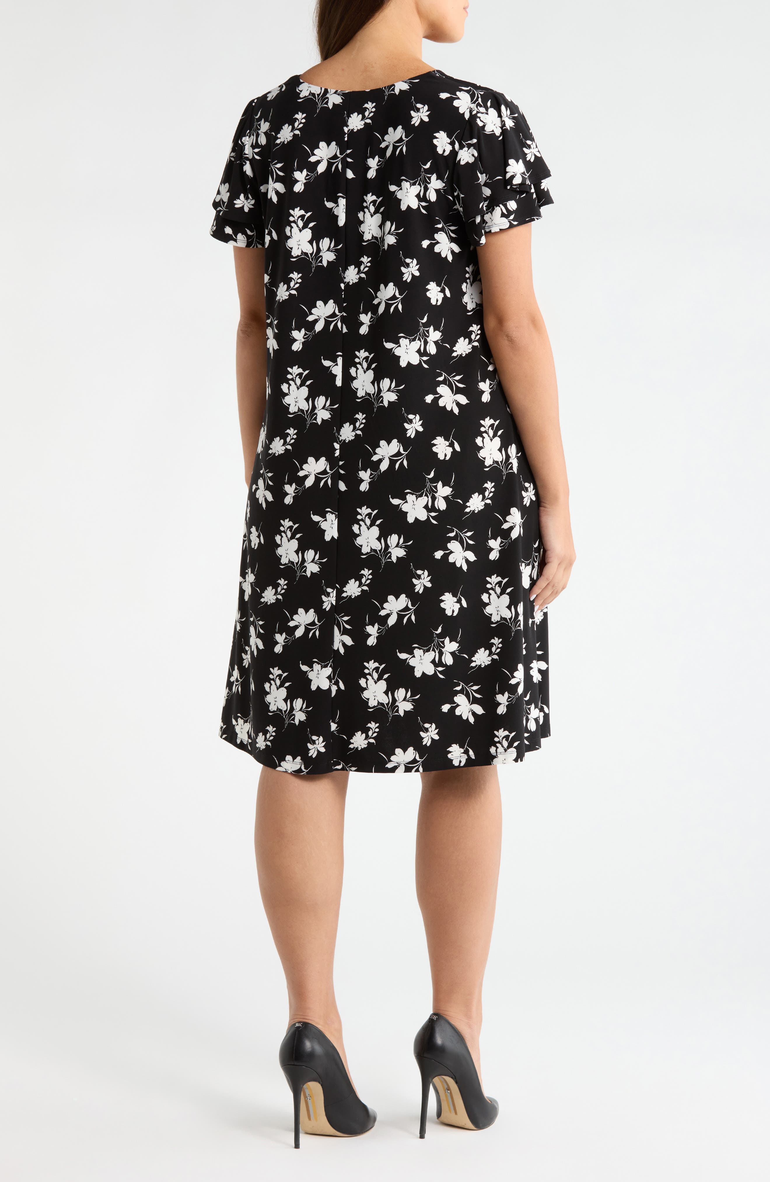 Floral Double Flutter Sleeve Dress - image 2