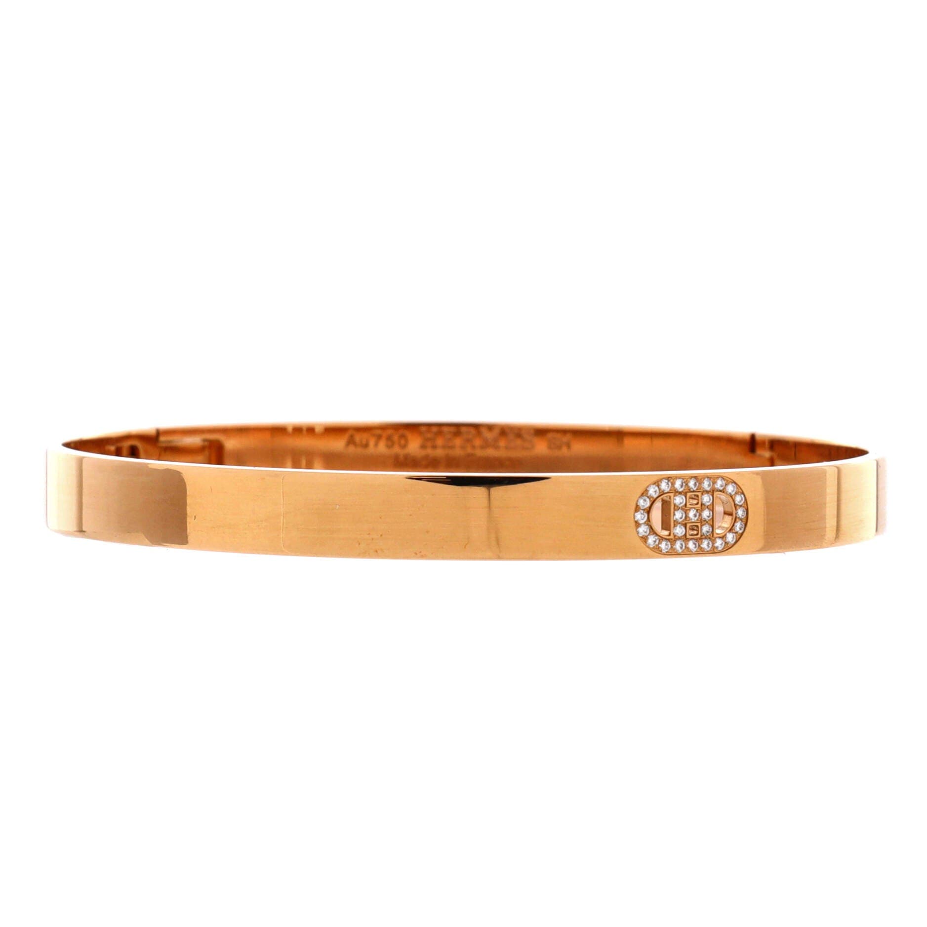 H d'Ancre Bracelet 18K Rose Gold with Diamonds Small, Main, color, Metallic Gold