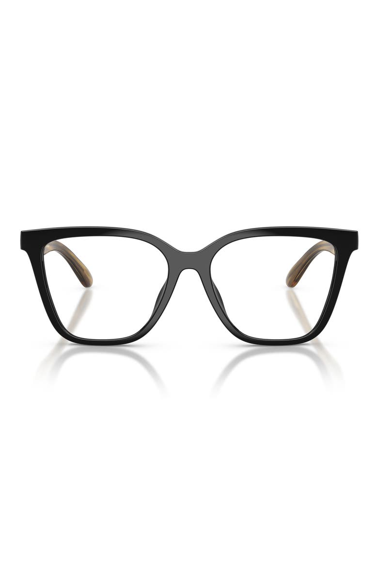 52mm Cat Eye Optical Glasses, Main, color, SHINY BLACK / BROWN / CLEAR