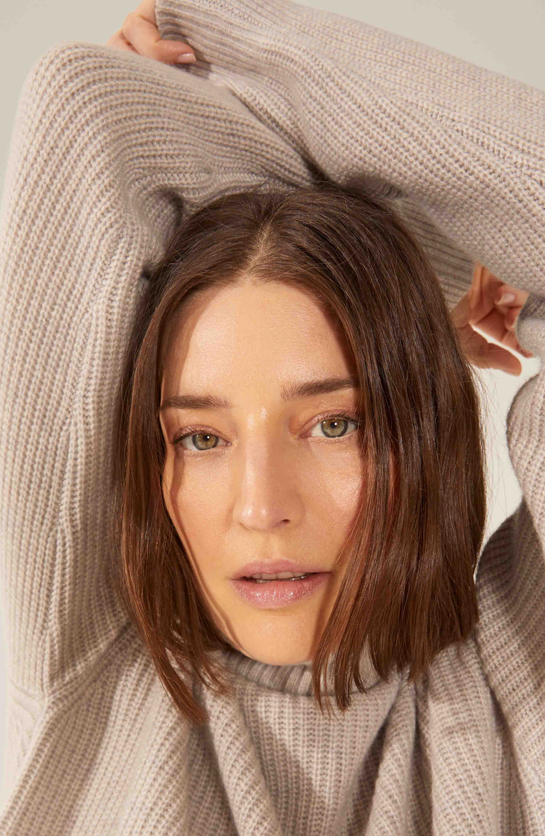 Italic Ellie Chunky Cashmere Turtleneck Sweater, Alternate, color, Pebble Grey