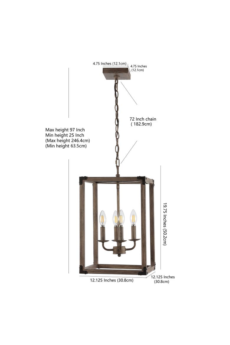Magnolia 4-Light Adjustable Iron Rustic Farmhouse LED Pendant, Alternate, color, Brown