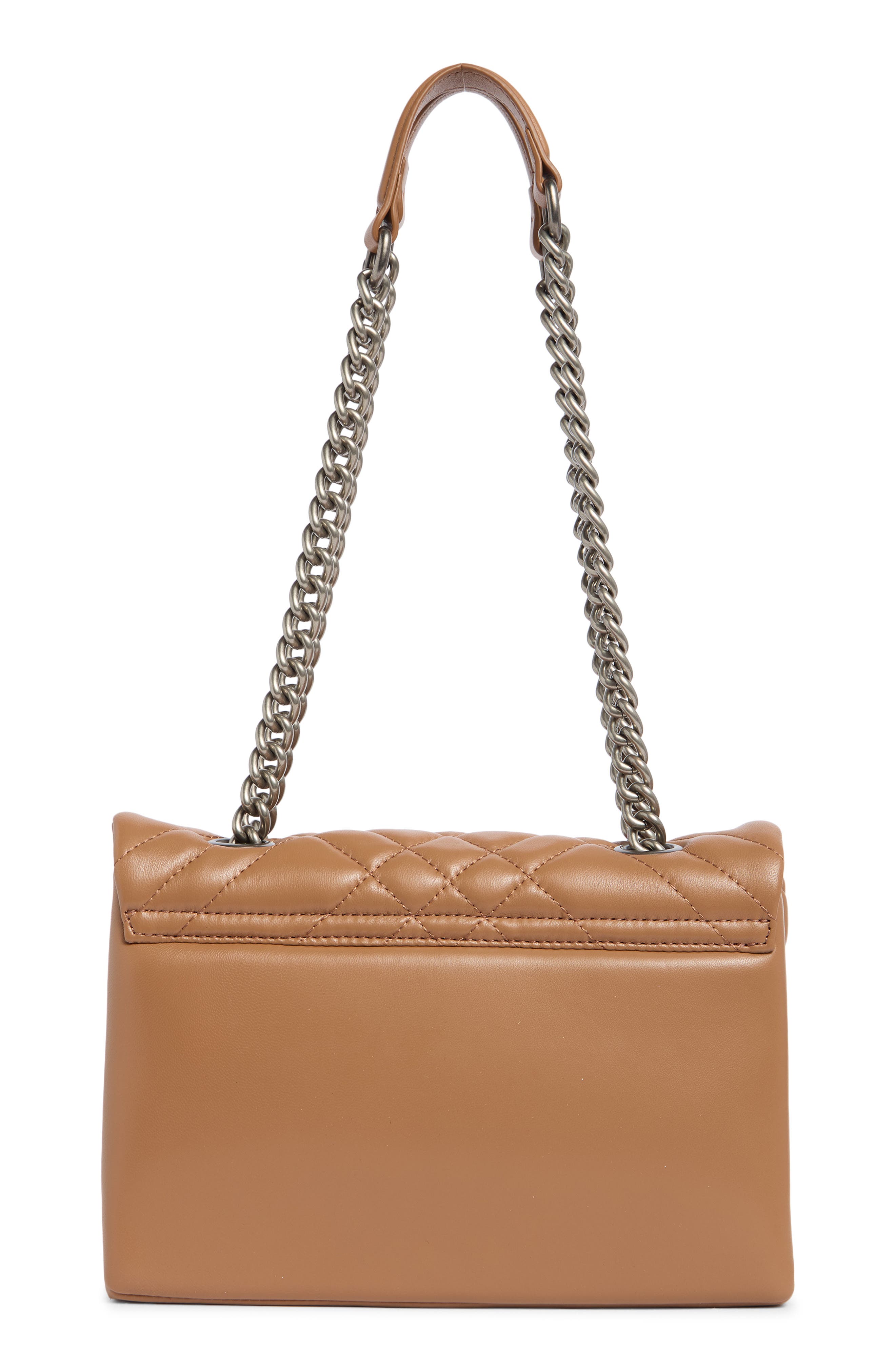 Kurt Geiger Brixton Diamond Quilted Leather Pad Lock Shoulder Bag, Alternate, color, Light/Pastel Brown