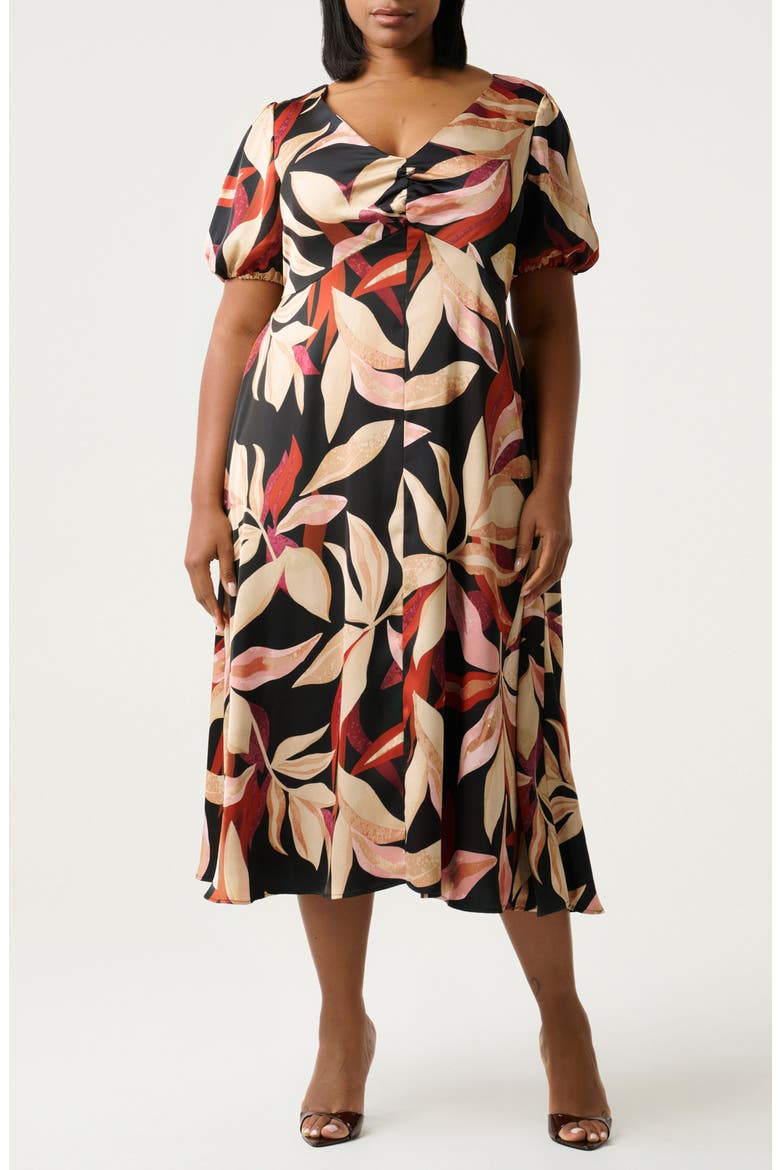 Laura Print Midi Dress, Alternate, color, BERRY FLORA