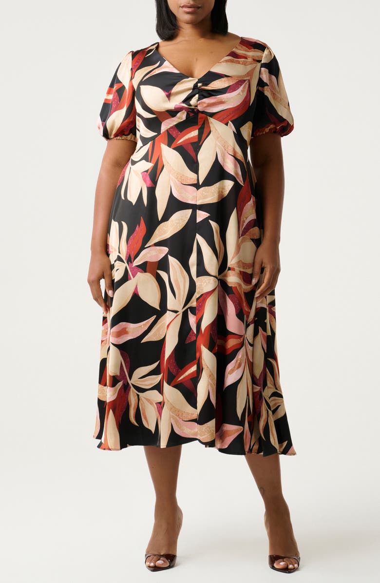 Estelle Laura Print Midi Dress, Alternate, color, Berry Flora
