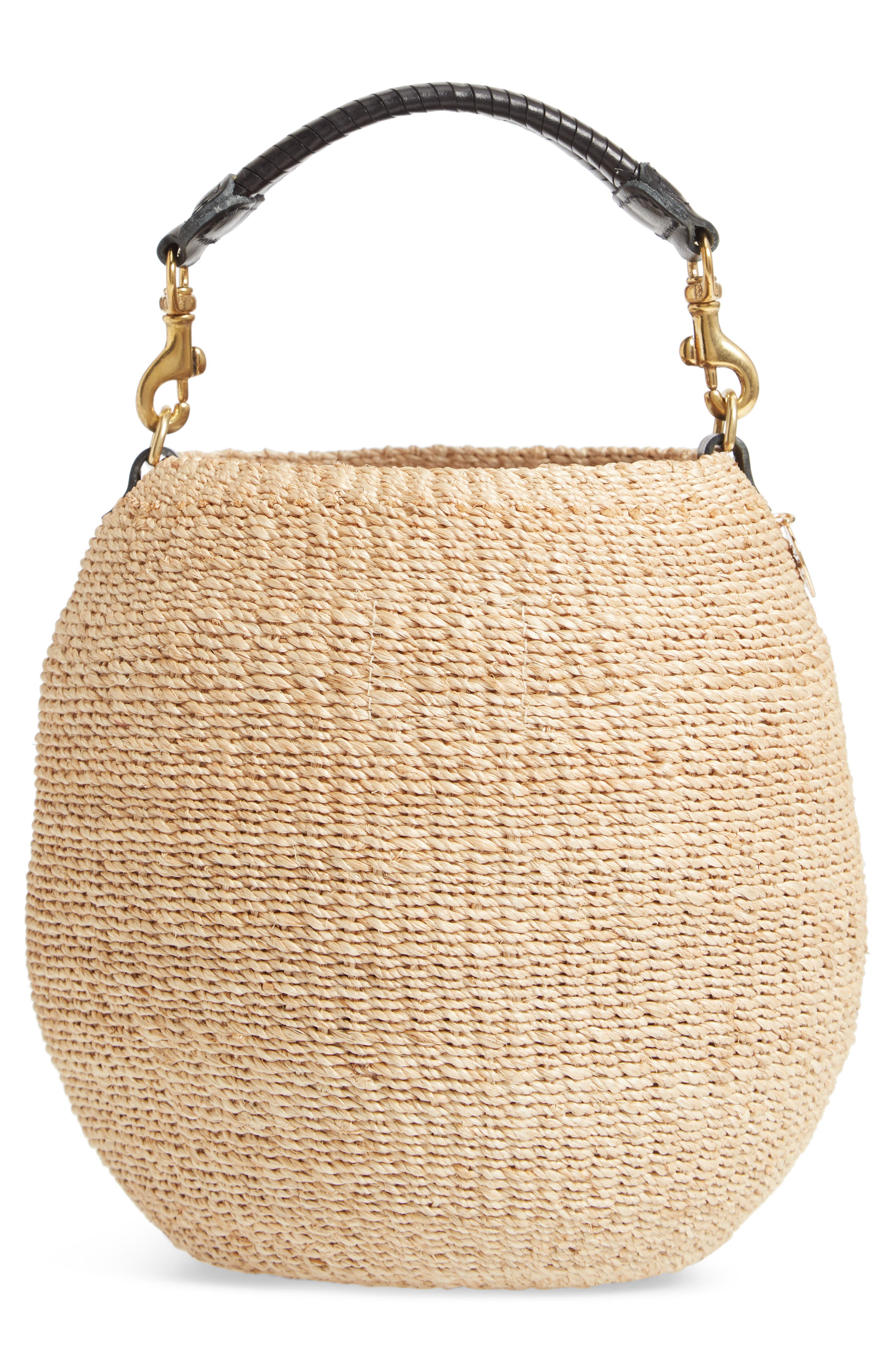 Clare V. Pot de Miel Top Handle Straw Basket Bag, Alternate, color, Cream
