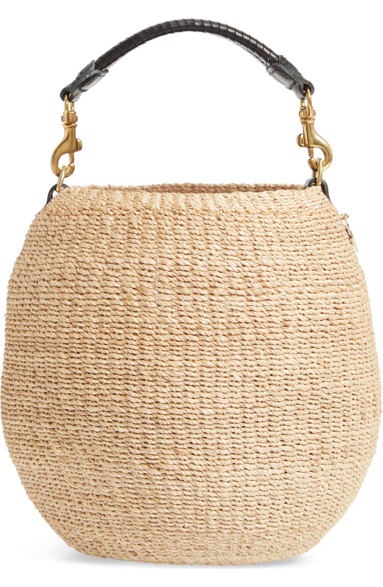 Clare V. Pot de Miel Top Handle Straw Basket Bag, Alternate, color, Cream