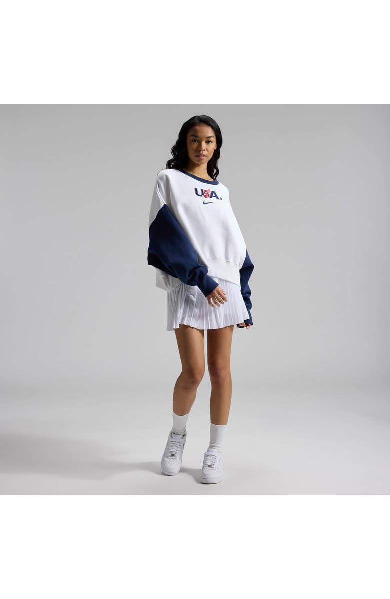 Nike Women's Nike White/Navy USA Baseball 2026 World Baseball Classic Oversized Phoenix Fleece Sweatshirt, Alternate, color, White