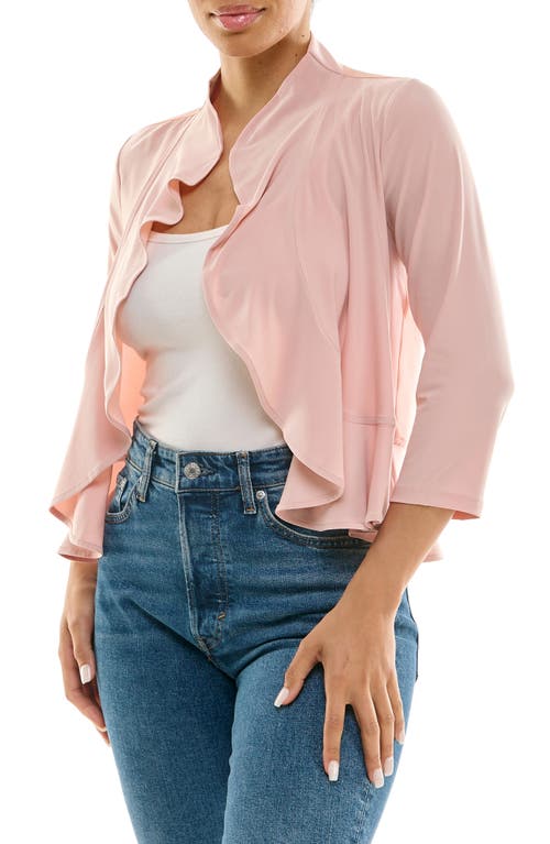 Nina Leonard Chiffon Ruffle Bolero In Blush