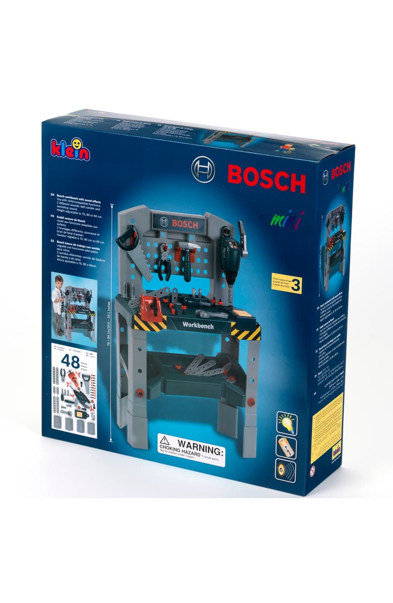 BOSCH Adjustable Height Pretend Play Workbench 48 Pcs Tool Playset, Ages 3+, Alternate, color, Multicolored