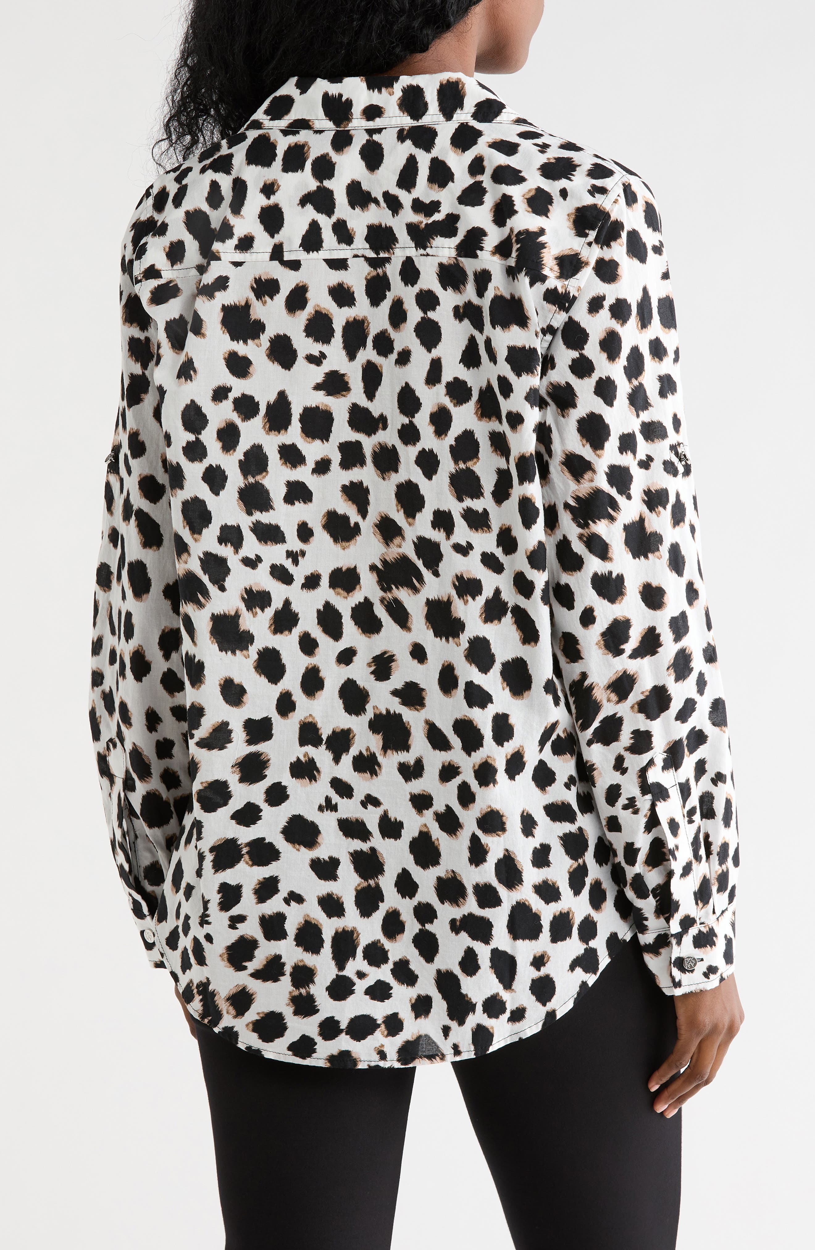 Abstract Print Roll Sleeve Button-Up Shirt - image 4