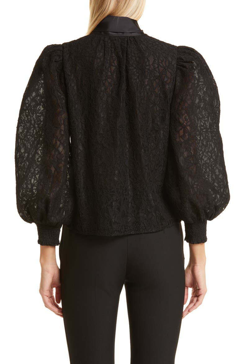 Brentley Tie Neck Lace Blouse, Alternate, color, BLACK