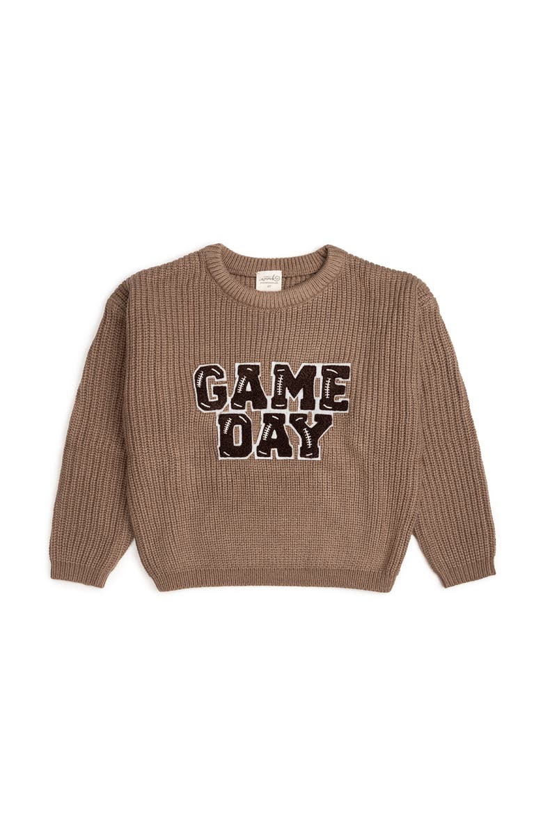 Sweet Wink Game Day Patch Knit Sweater, Main, color, Mocha