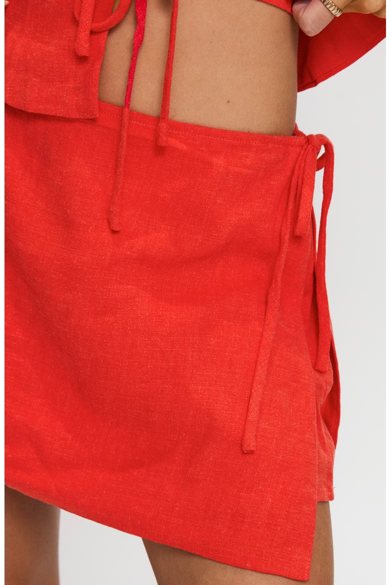Gulliver Side Tie Linen Blend Miniskort, Alternate, color, RED